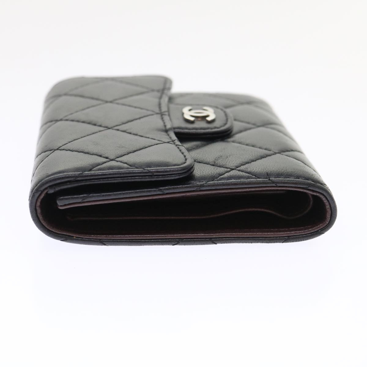 Luxury Chanel Matelasse Wallet Lamb Skin Black CC 47561