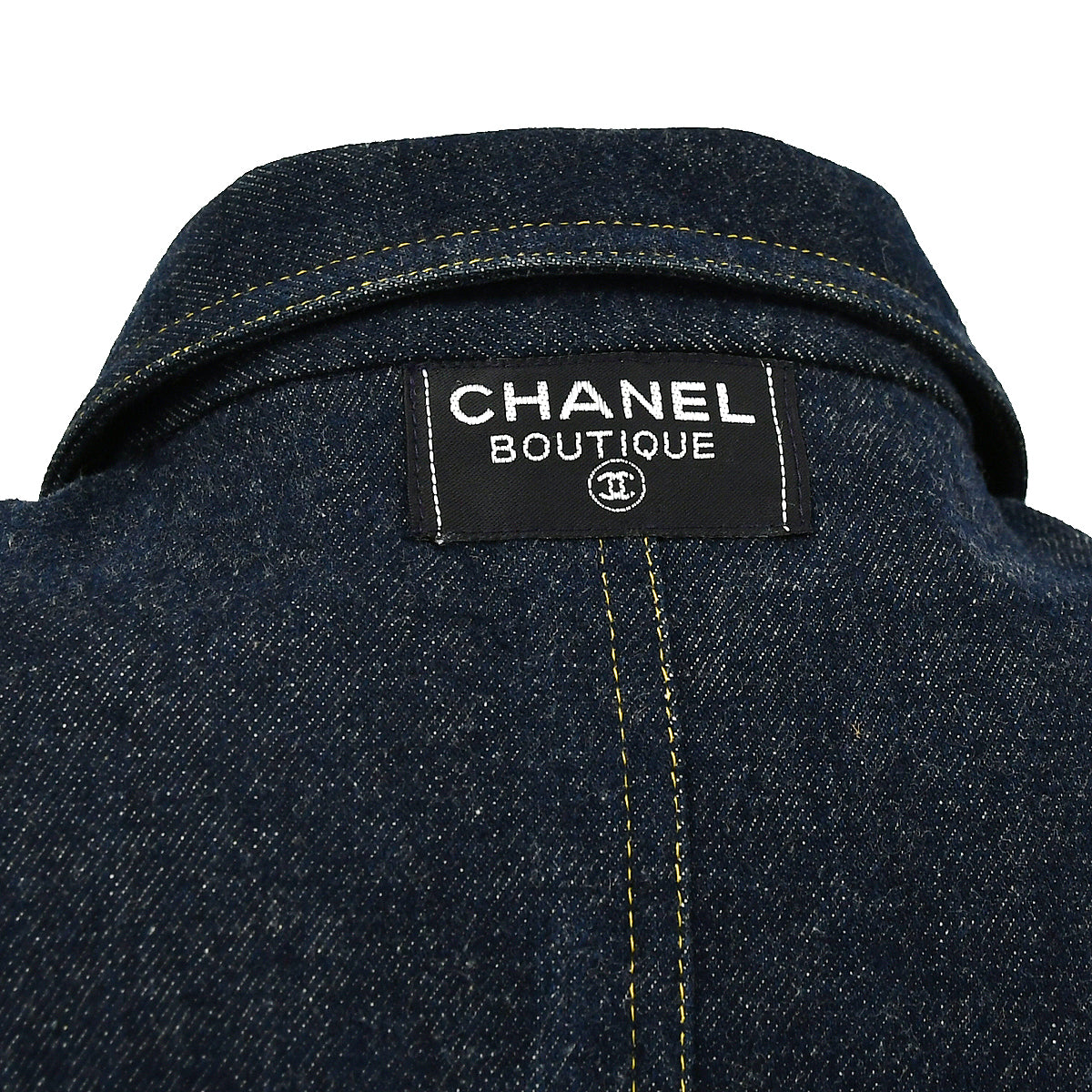 Luxury Chanel 1990s logo-buttons denim dress #38