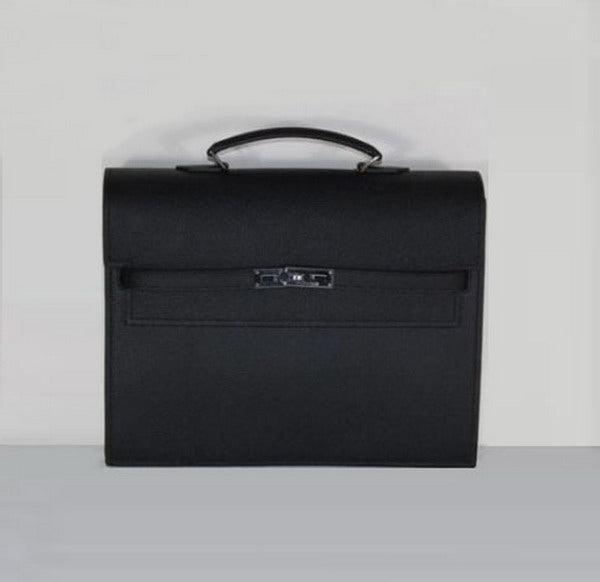 Luxury Hermes Briefcases H269 Briefcase Cow Leather Black Bag