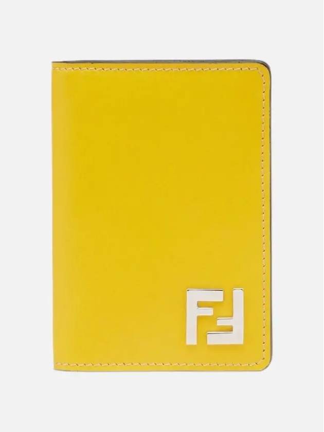 Luxury Fendi FF Square Leather Card Wallet Yellow
