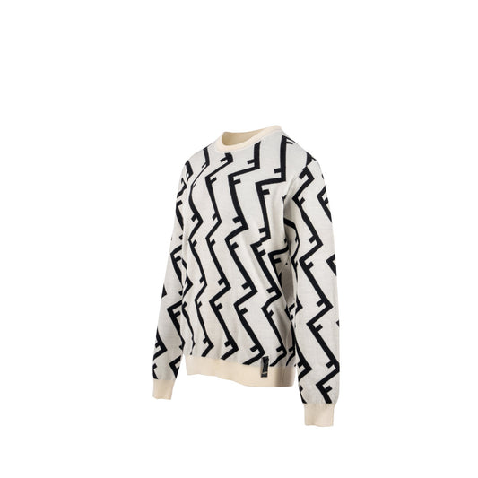 Fendi Size 48 Geometric FF Sweater Wool White/Black