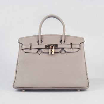 Luxury Hermes Birkin 30cm Togo Leather Handbags Grey Gold