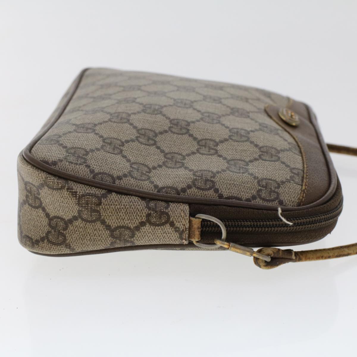 Luxury Gucci GG Canvas Shoulder Bag PVC Leather Beige 48136