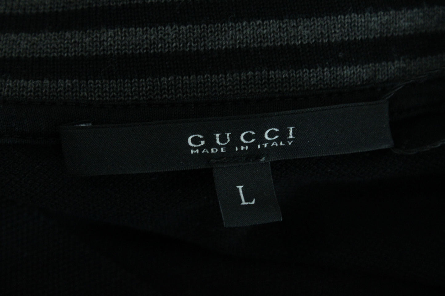Gucci Rib Knit Trimmed Polo T-Shirt in Black Cotton