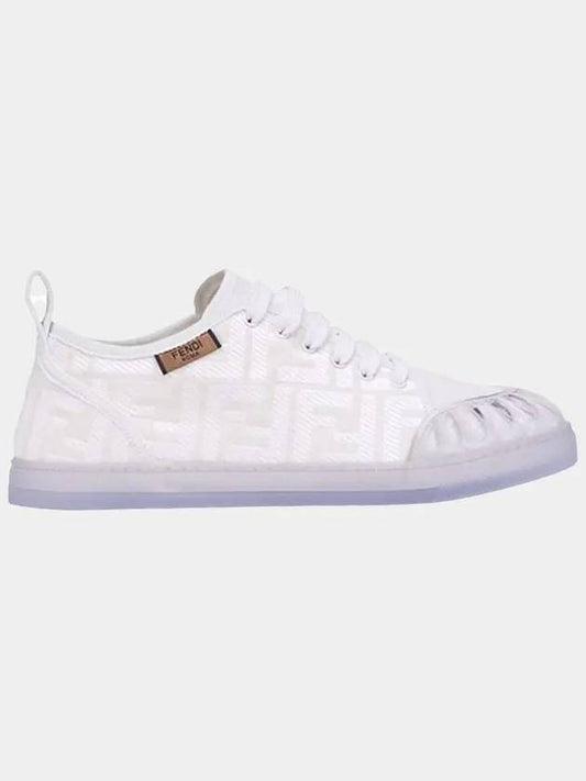 Luxury Fendi Women's FF Logo Canvas Low Top Sneakers White