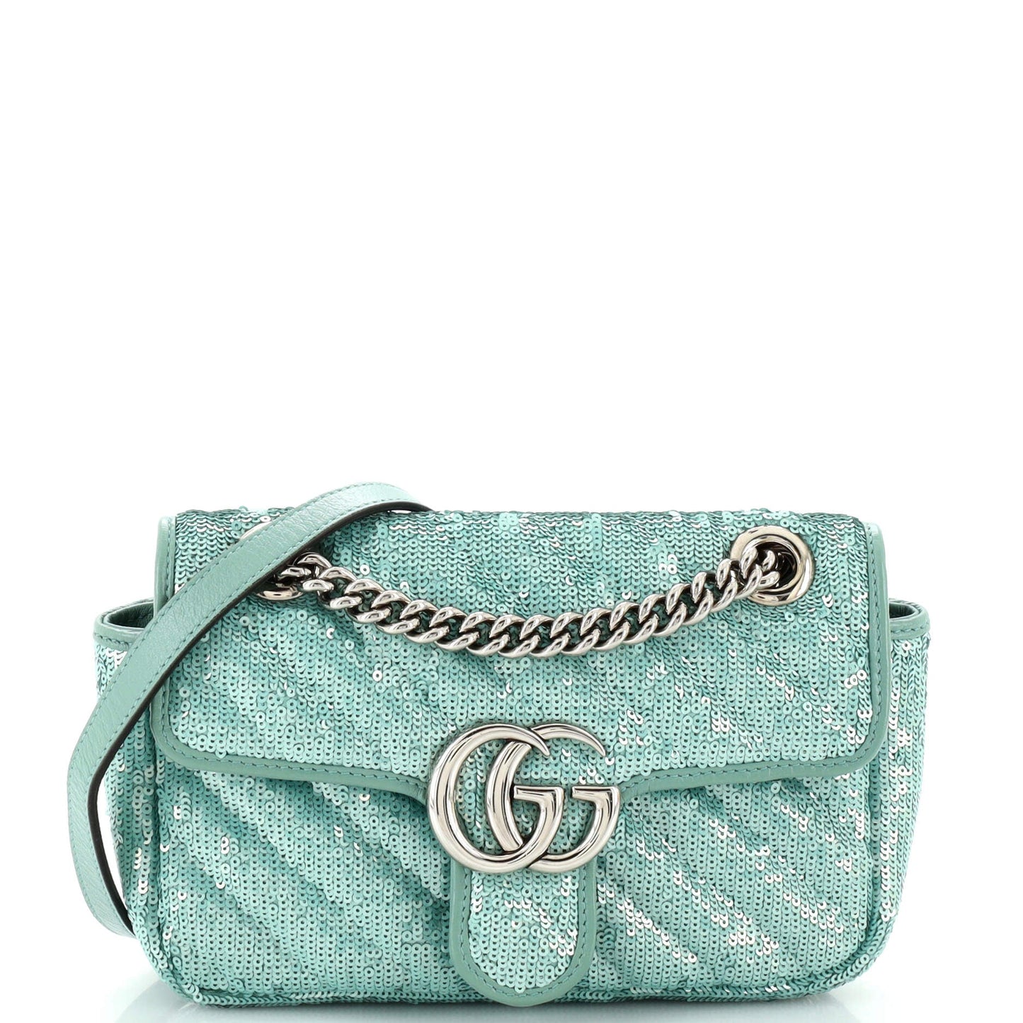 Luxury Gucci Trending 2025 GG Marmont Flap Bag Diagonal Quilted Sequins Mini