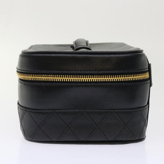 CHANEL Vanity Cosmetic Pouch Lamb Skin Beige CC 49478A