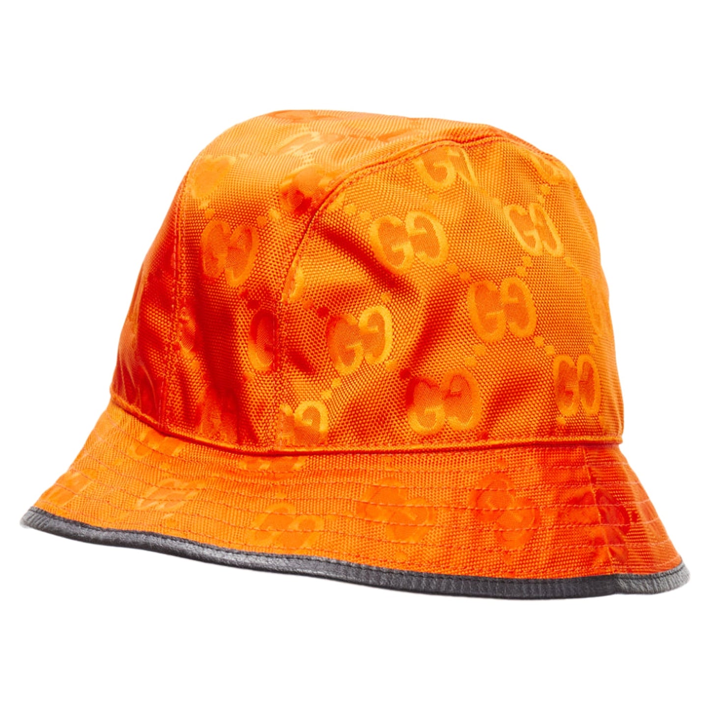 Gucci off the grid gg monogram leather trim bucket hat
