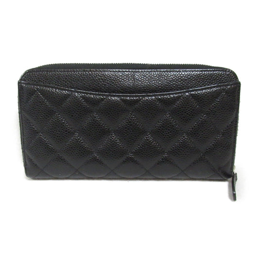 CHANEL Round Long Wallet Round Long Wallet Caviar S Black Ladies