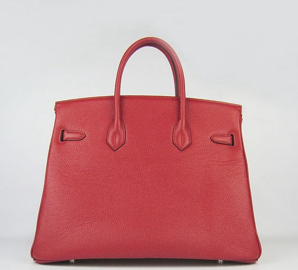 Luxury Hermes Birkin 35cm Togo Leather Handbags Red Silver