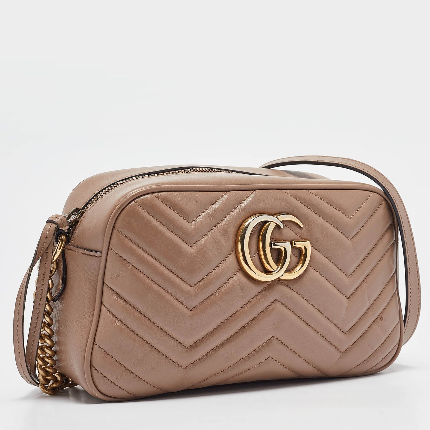 Luxury Gucci Trending 2025 Dusty Pink Matelassé Leather Small Gg Marmont Shoulder Bag..