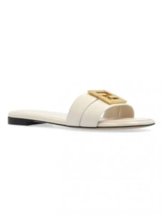 Luxury Fendi F Fold Leather Sandals White