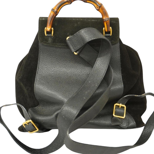 Luxury Gucci Trending 2025 Bamboo Suede Backpack Bag ()