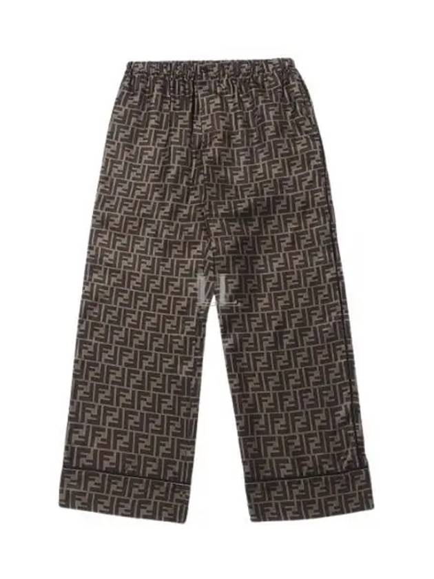 Luxury Fendi Twill Wide Pants Brown