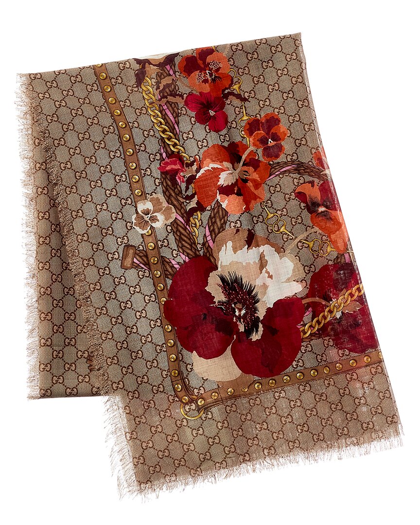 Gucci Oversized GG Flora Wool Scarf