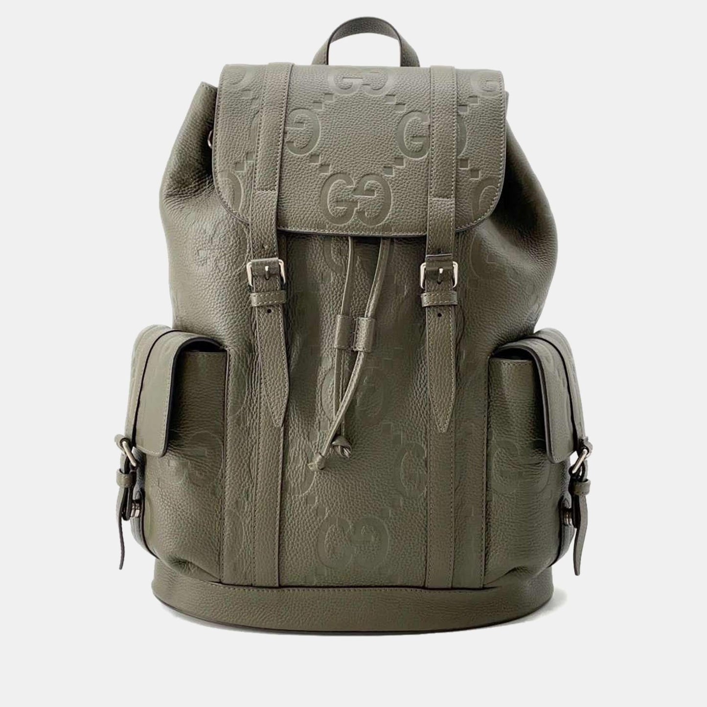 Luxury Gucci Trending 2025 Green Leather Jumbo GG Embossed Backpack
