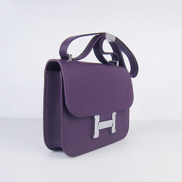 Luxury Hermes Constance Cowskin Leather Bag H017 purple silver