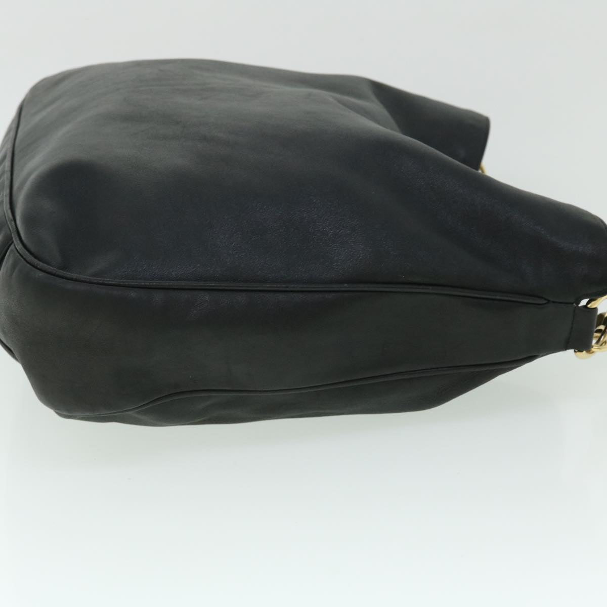 Luxury Gucci Bamboo Shoulder Bag Leather 2way Black 52913