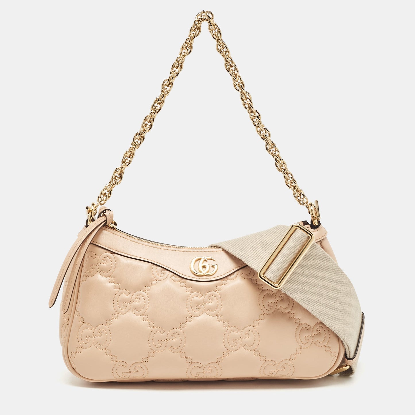 Luxury Gucci Trending 2025 Rose Beige Matelasse Leather Small GG Shoulder Bag