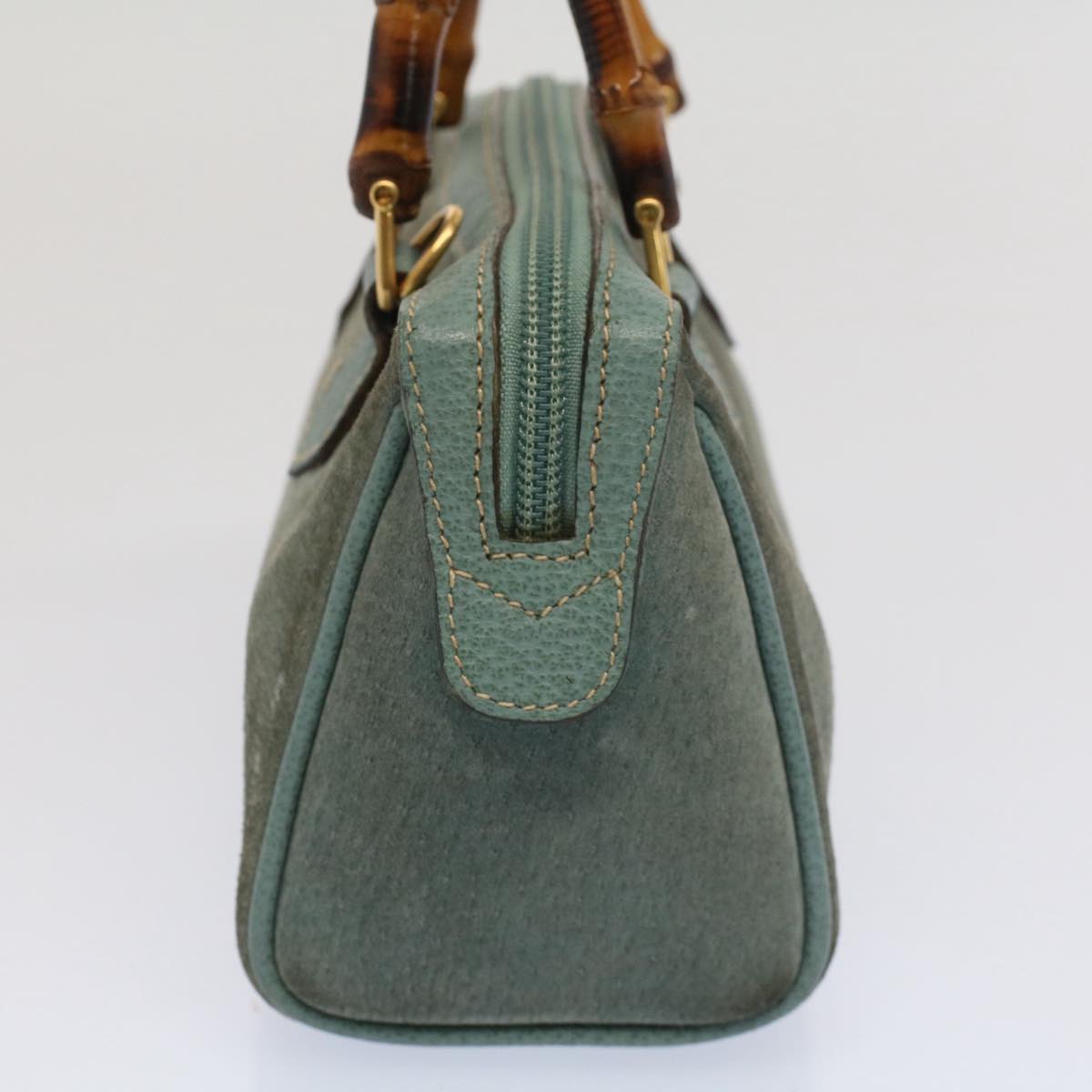 Luxury Gucci Bamboo Hand Bag Suede 2way Green 007 3444 0232 53007