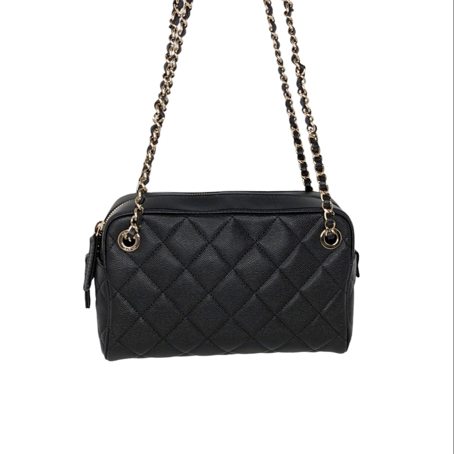 Luxury Chanel bag Black Caviar Quilted Small In & Out Camera Case