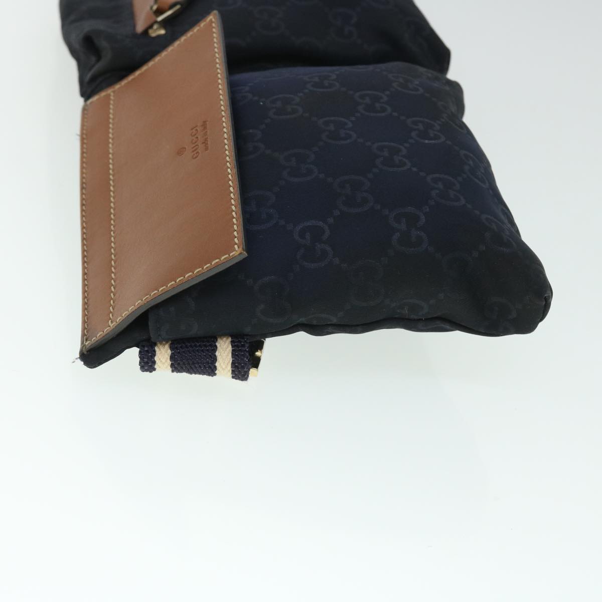 Luxury Gucci GG Canvas Sherry Line Waist bag Navy White 28566 53375