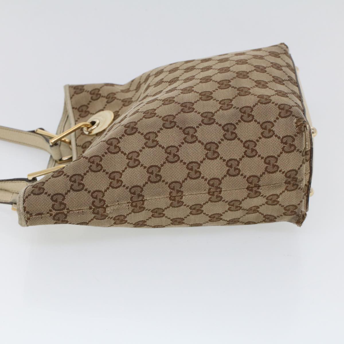 Luxury Gucci GG Canvas Hand Bag Canvas Leather Beige White 53654