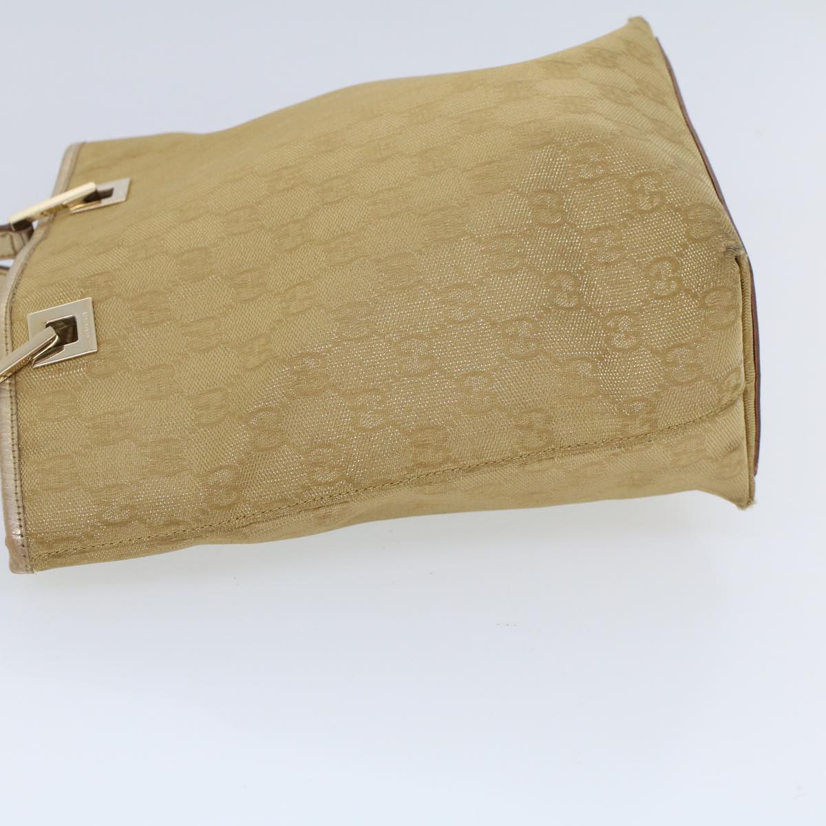Luxury Gucci GG Canvas Hand Bag Canvas Leather Gold 53657