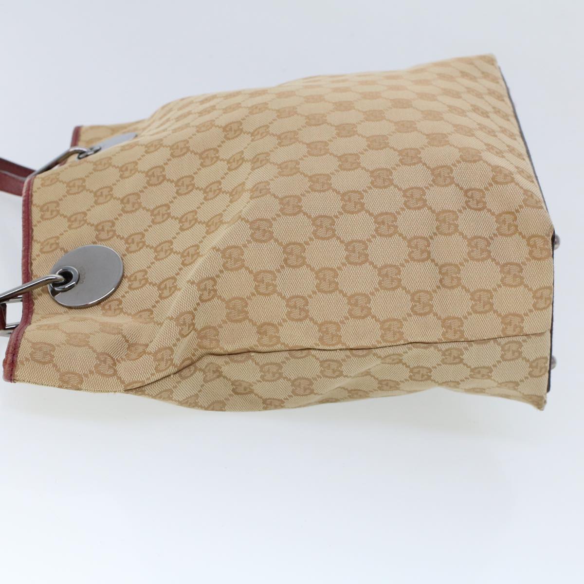 Luxury Gucci GG Canvas Hand Bag Canvas Leather Beige Red 53659