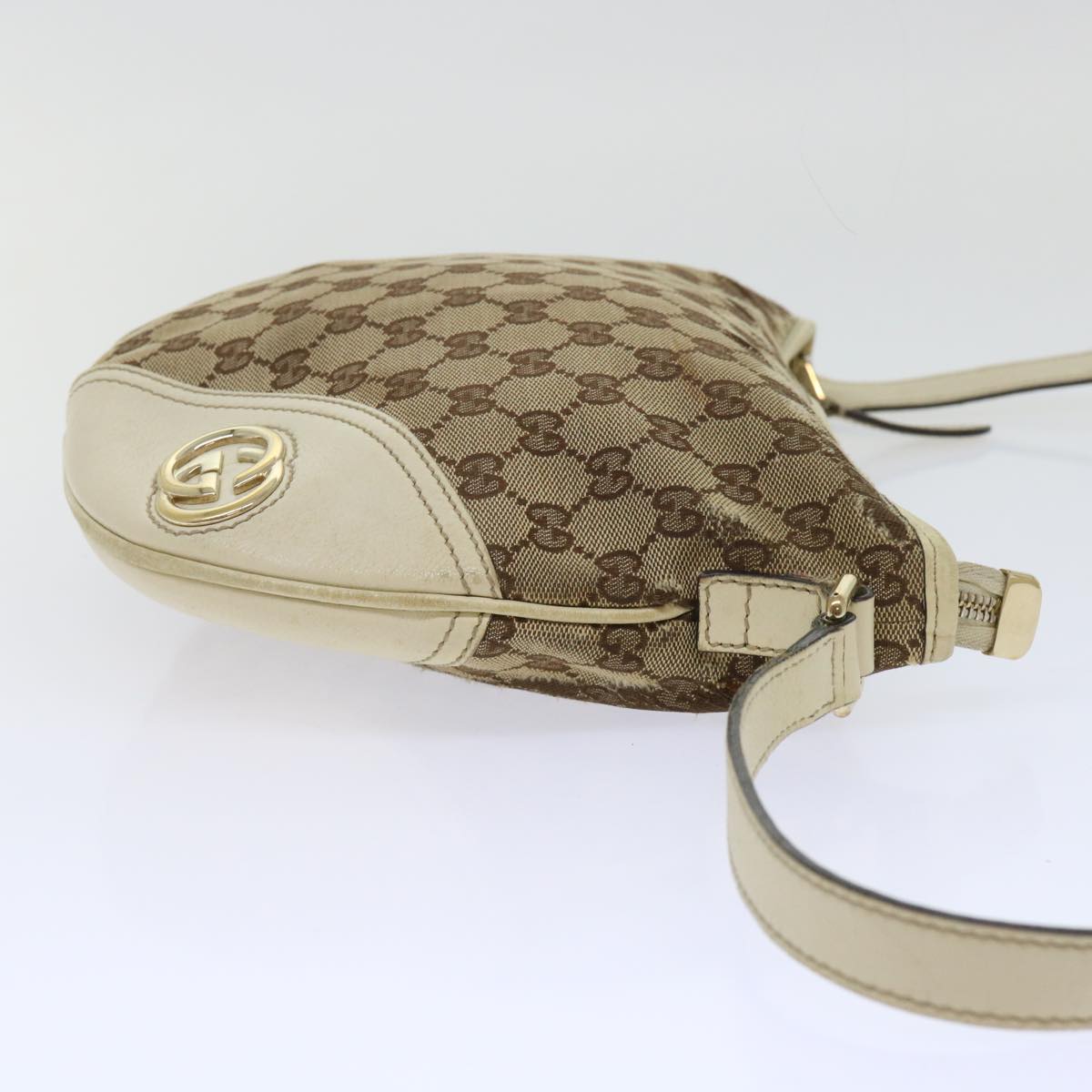 Luxury Gucci GG Canvas Shoulder Bag Beige White 53663
