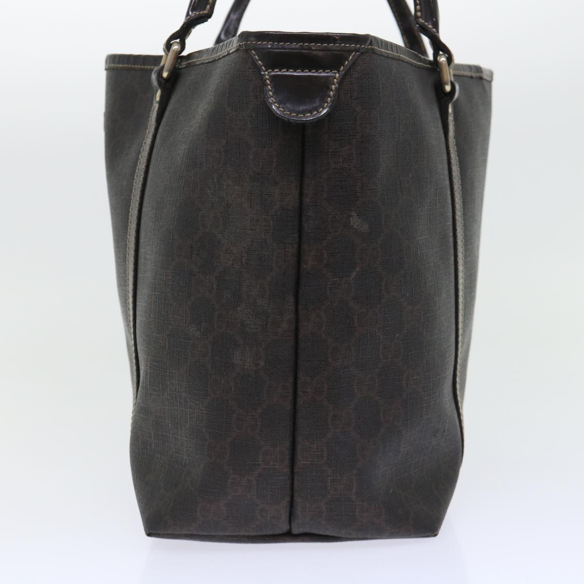Luxury Gucci GG Canvas Tote Bag PVC Leather Brown 53675