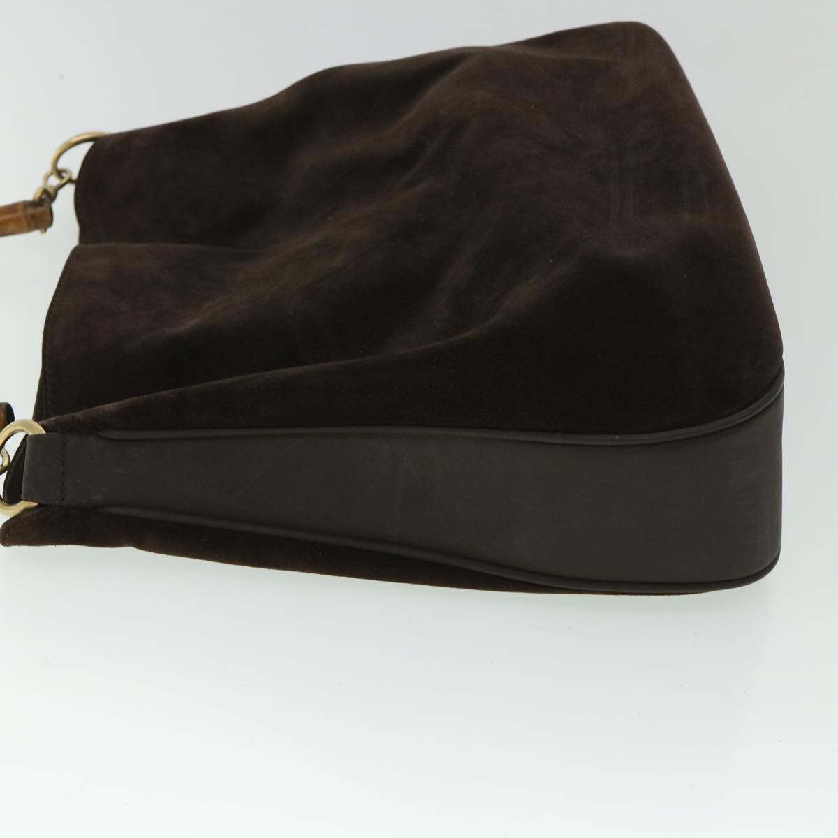 Luxury Gucci Bamboo Hand Bag Suede 2way Brown 53691