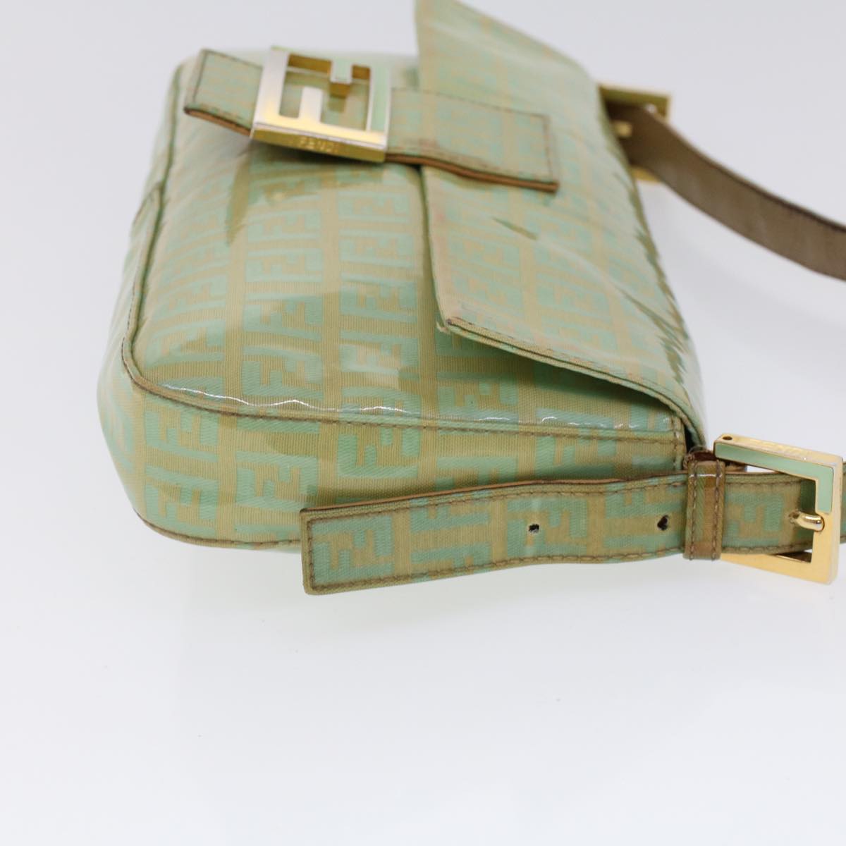 Luxury FendiZucchino Canvas Mamma Baguette Shoulder Bag Enamel Light Blue53741