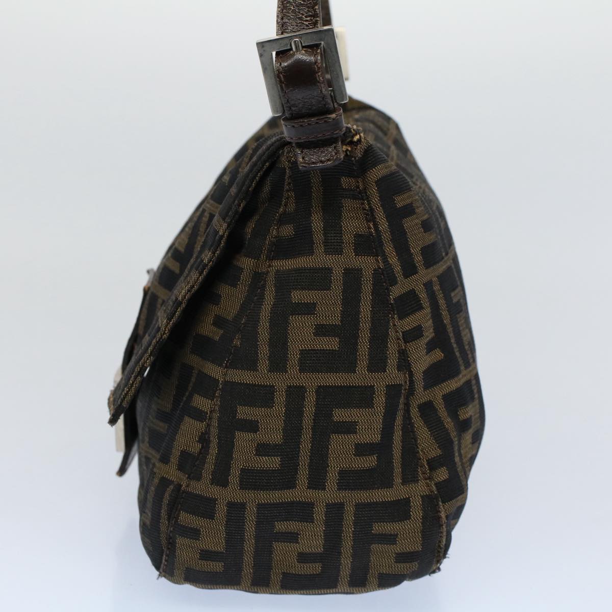 Luxury FendiZucca Canvas Mamma Baguette Shoulder Bag Black Brown53745