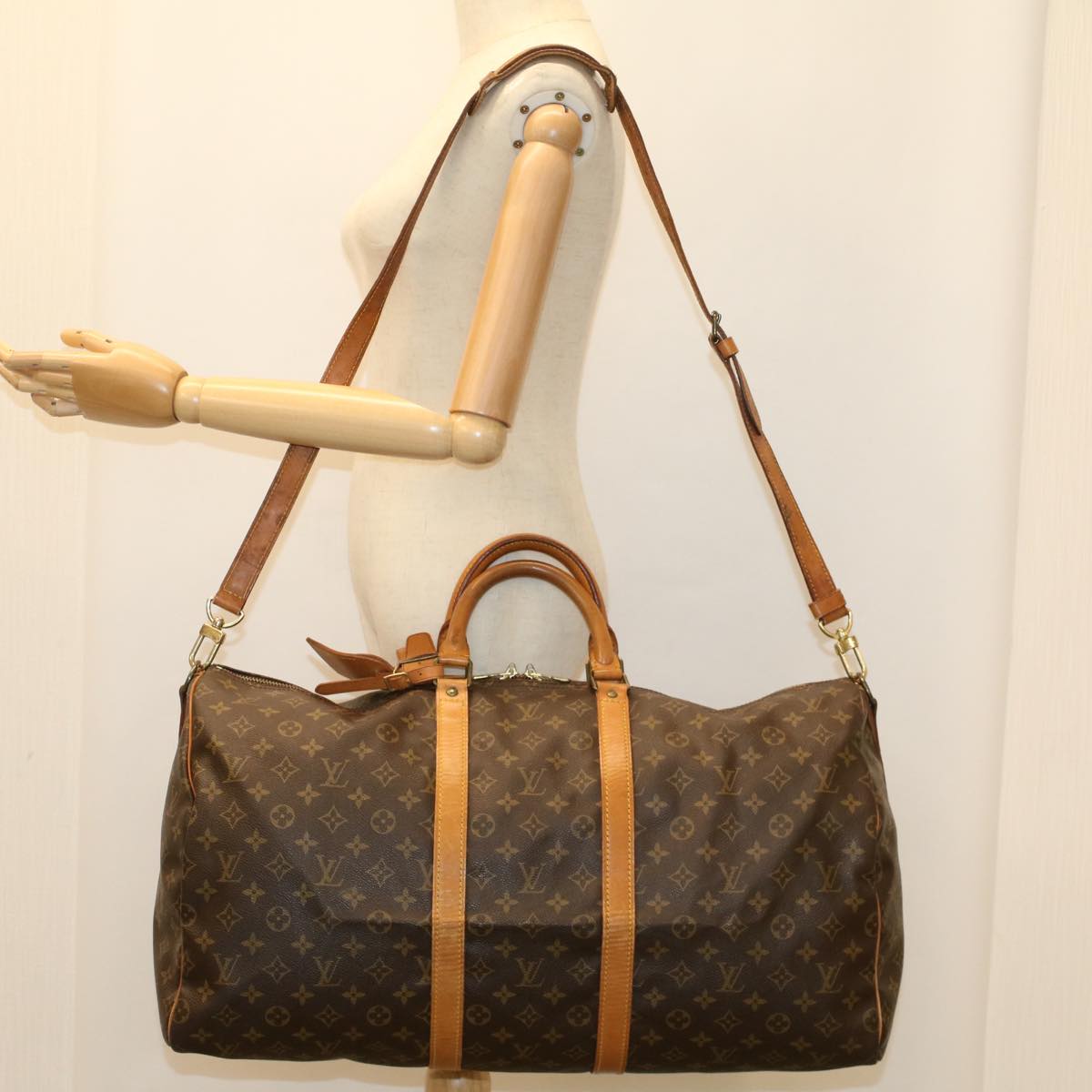 LOUIS VUITTON Monogram Keepall Bandouliere 55 Boston Bag M41414 LV 53978