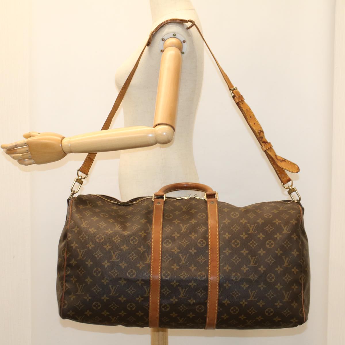 LOUIS VUITTON Monogram Keepall Bandouliere 55 Boston Bag M41414 LV 53980