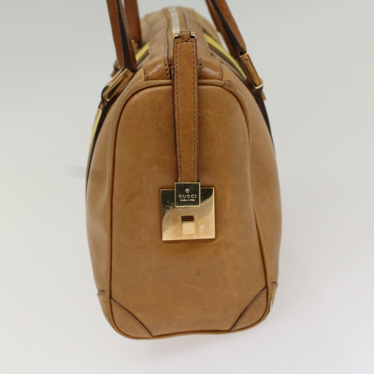 Luxury Gucci Sherry Line Hand Bag Canvas Leather Brown Yellow 000 0851 54007