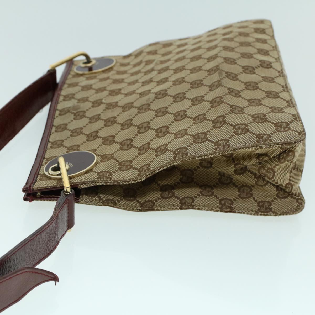 Luxury Gucci GG Canvas Shoulder Bag Canvas Patent Beige Red 54009
