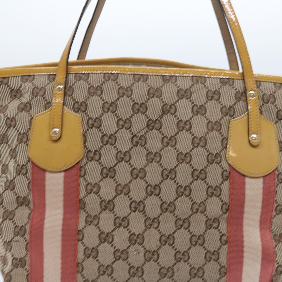 Luxury Gucci GG Canvas Sherry Line Tote Bag Beige Pink white 211970 54129