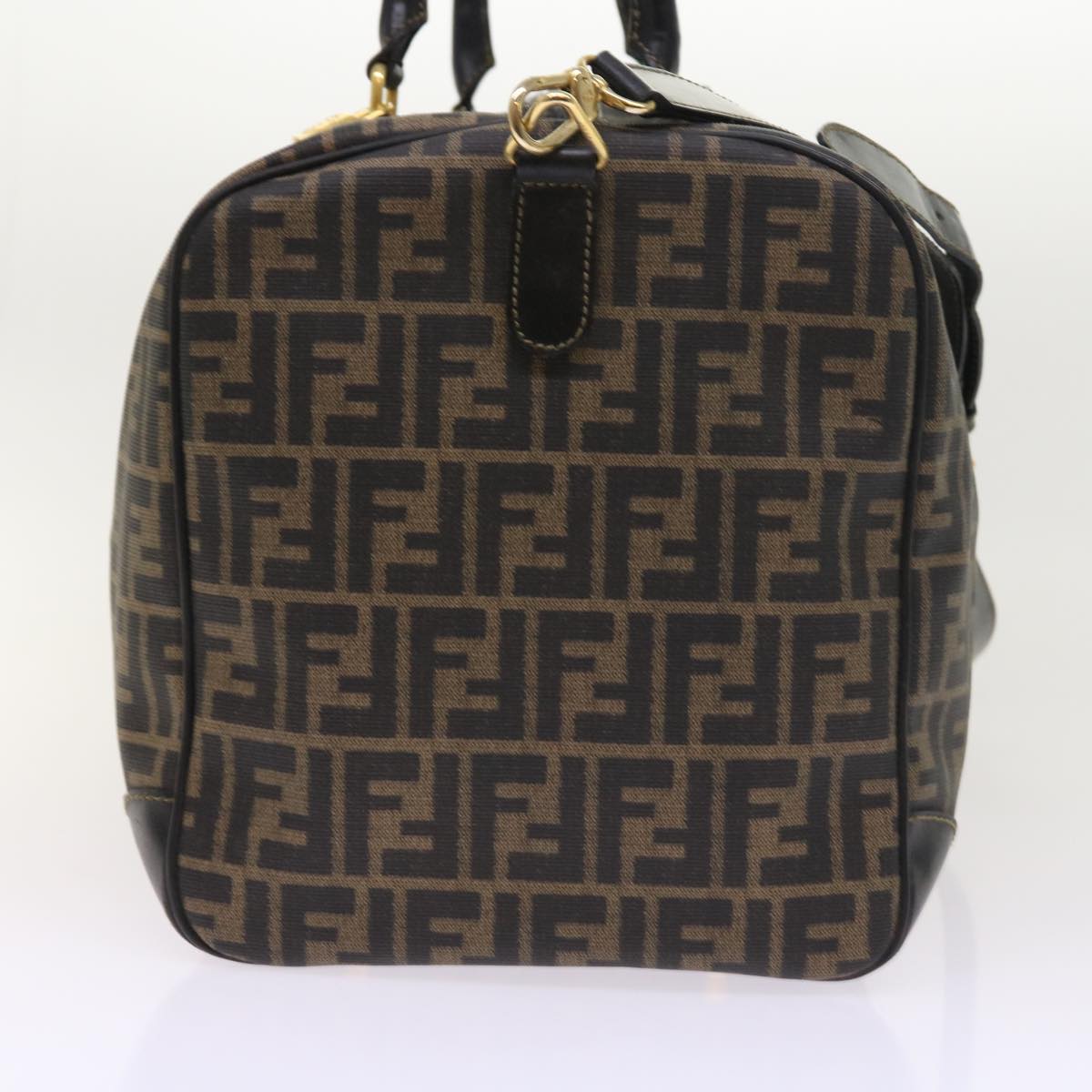 Luxury FendiZucca Canvas Boston Bag 2way Black Brown54154