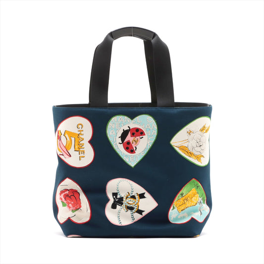 Chanel Valentine Linen Tote Bag Navy Silver A31533