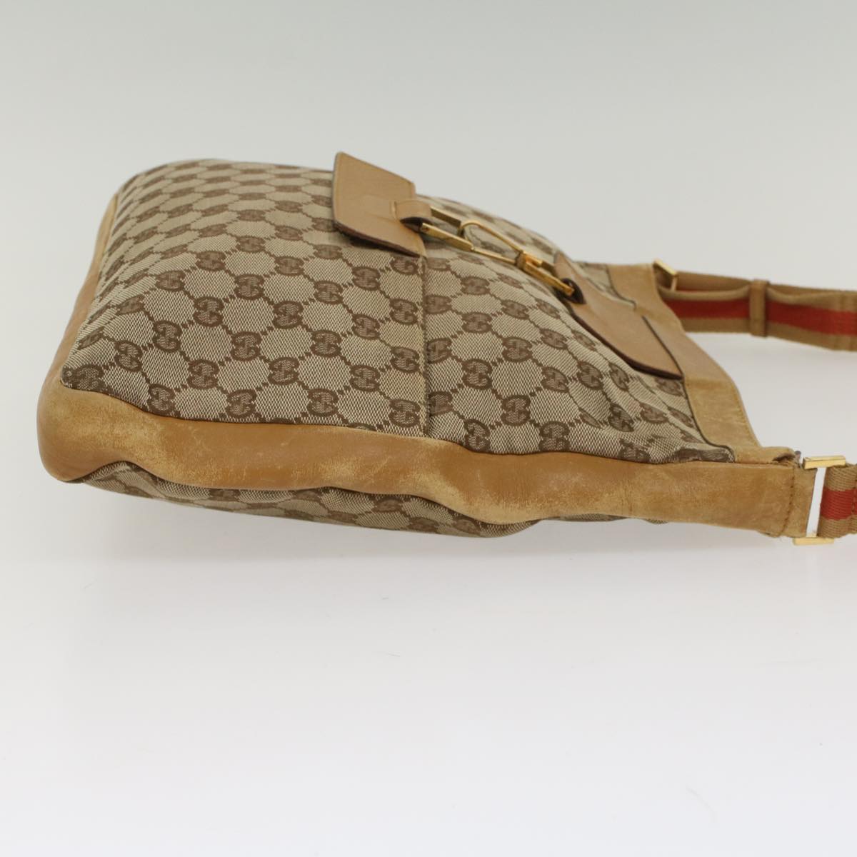 Luxury Gucci GG Canvas Sherry Line Shoulder Bag Beige Red 001 4094 002113 54327