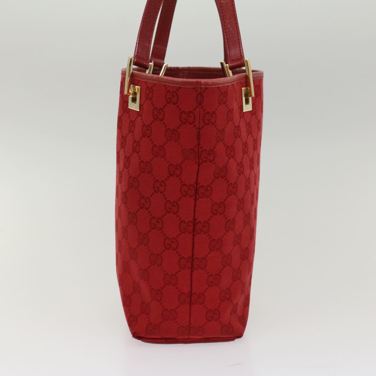 Luxury Gucci GG Canvas Tote Bag Leather Red 54426