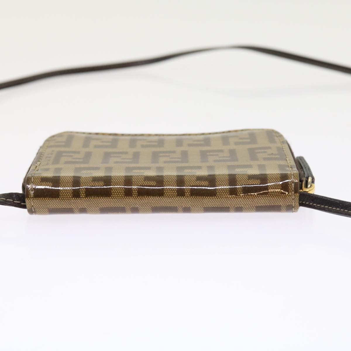 Luxury FendiZucchino Canvas Shoulder Wallet Enamel Brown54463