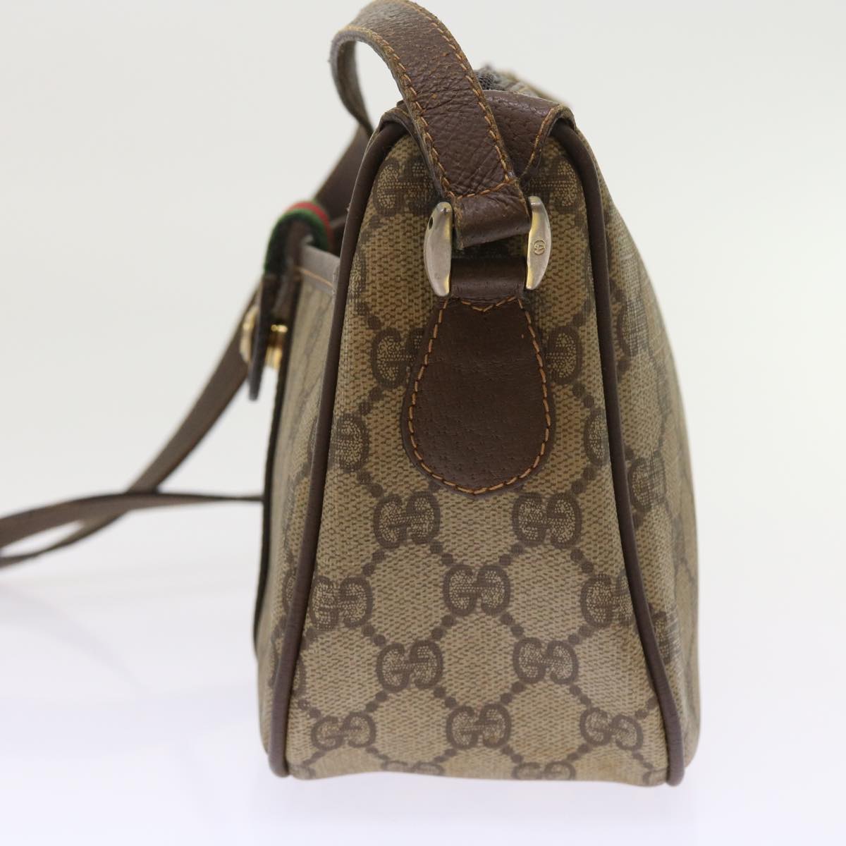 Luxury Gucci GG Supreme Web Sherry Line Shoulder Bag Beige Red 89 02 032 54689