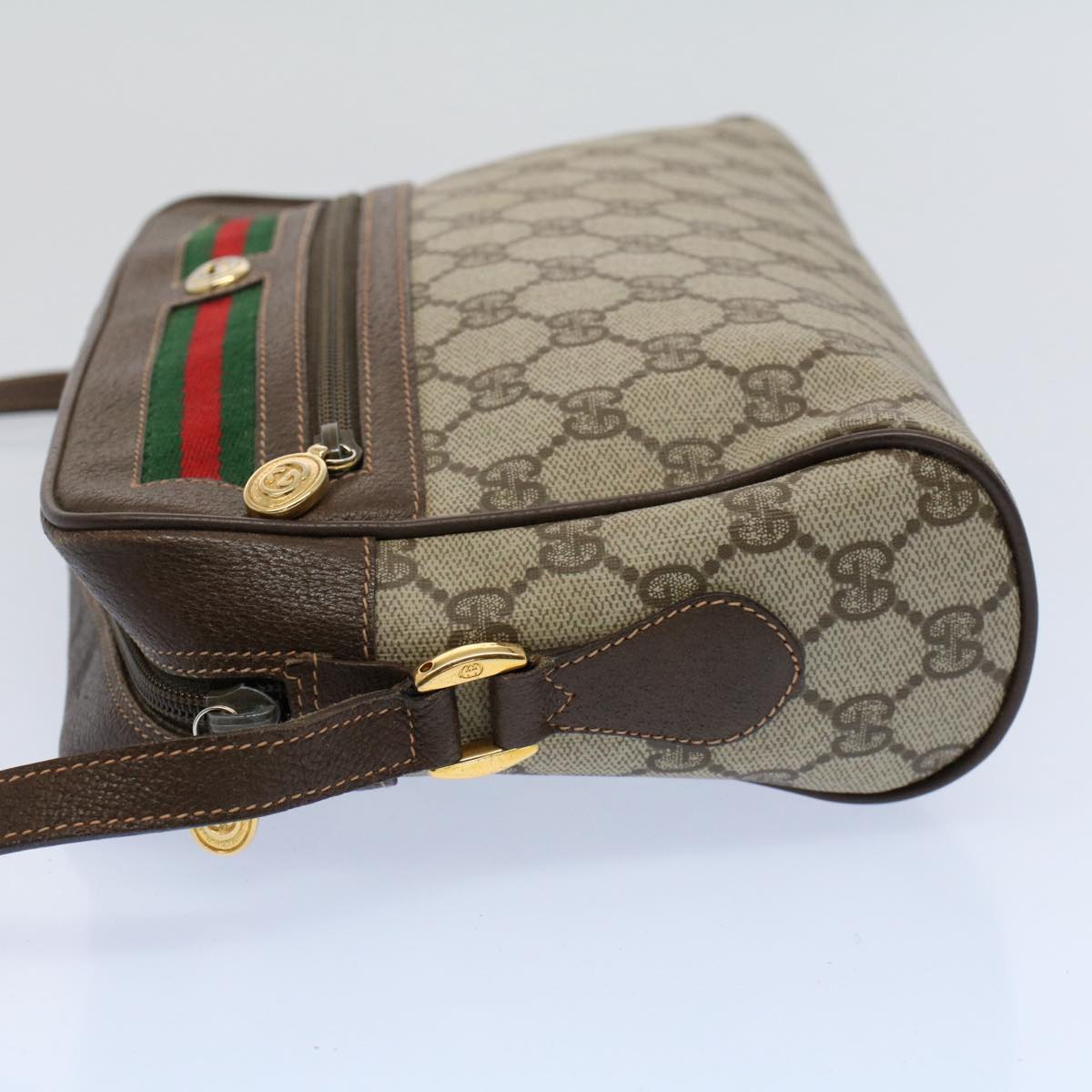 Luxury Gucci GG Supreme Web Sherry Line Shoulder Bag Beige Red 119 02 088 54697