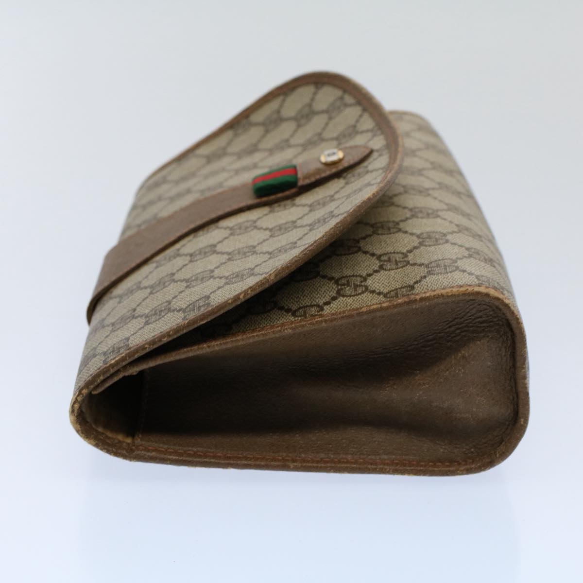 Luxury Gucci GG Canvas Web Sherry Line Clutch Bag Beige Red Green 89 01 030 54732