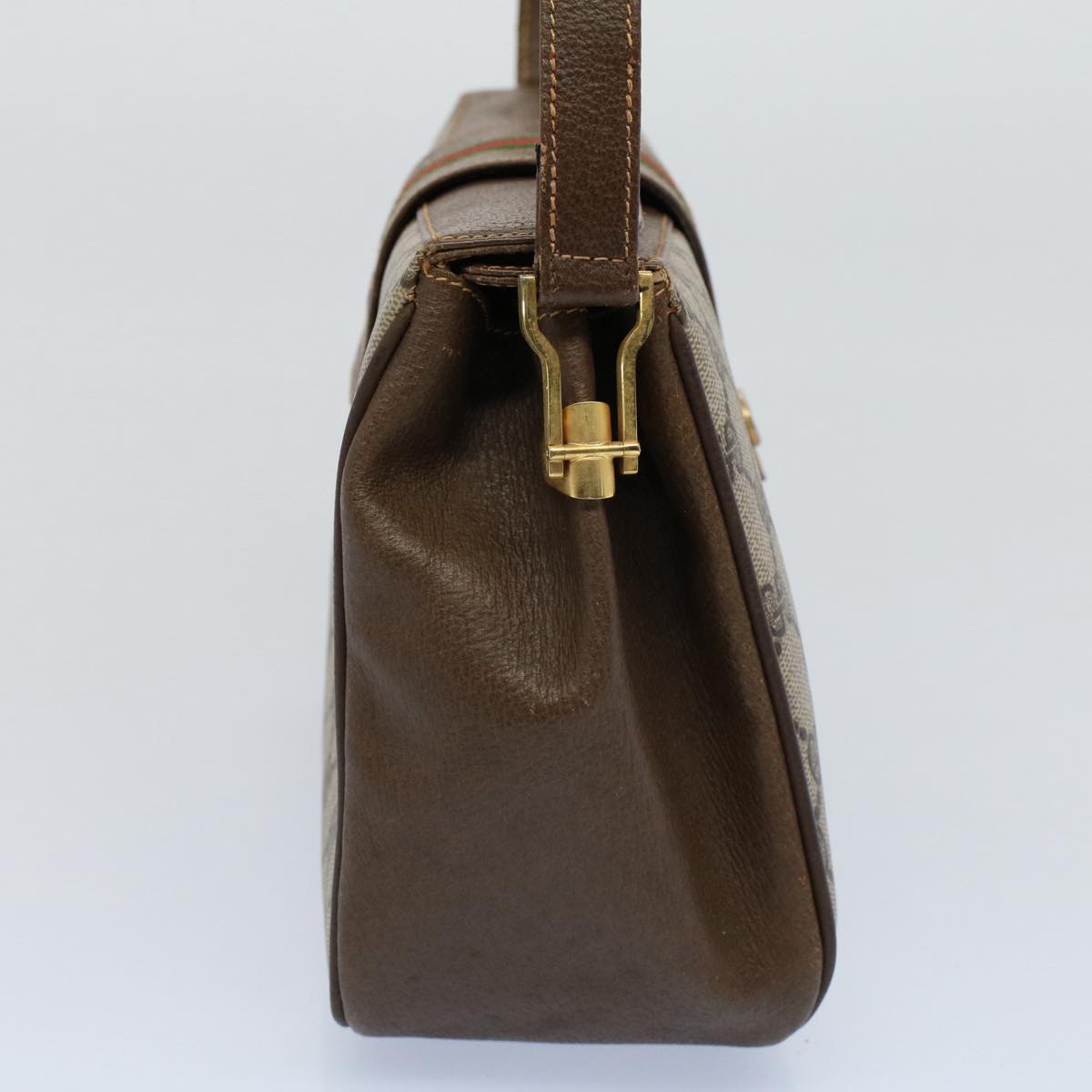 Luxury Gucci GG Canvas Web Sherry Line Shoulder Bag Beige Red 116 02 076 54737
