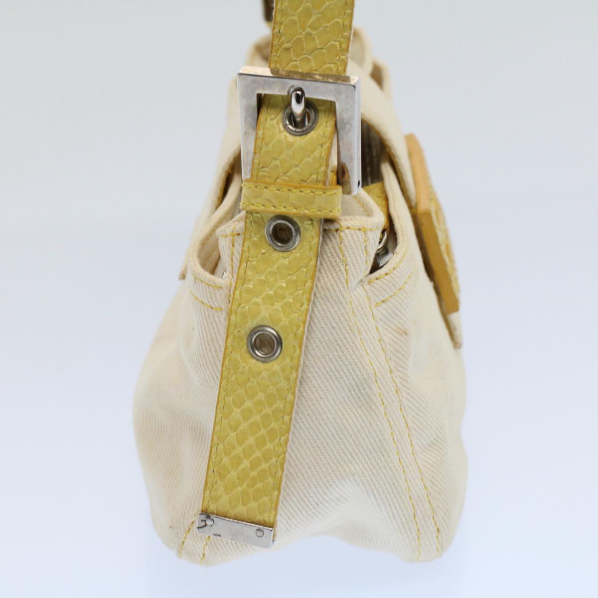 Luxury FendiMamma Baguette Shoulder Bag Canvas Beige Yellow54739