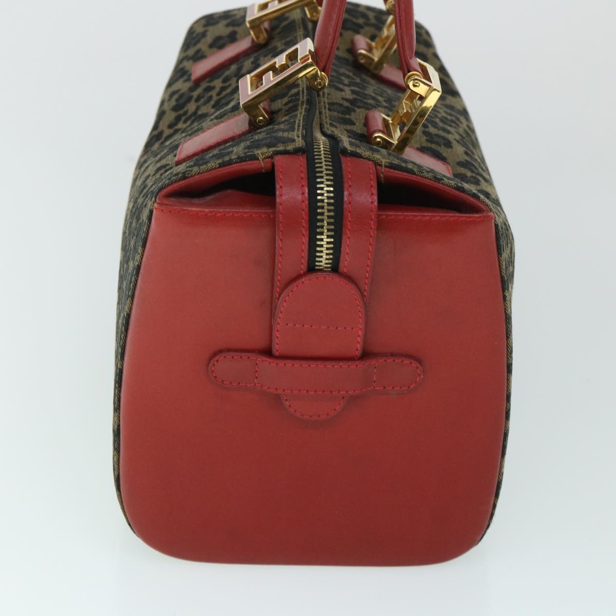 Luxury FendiLeopard Boston Bag Canvas Brown54817